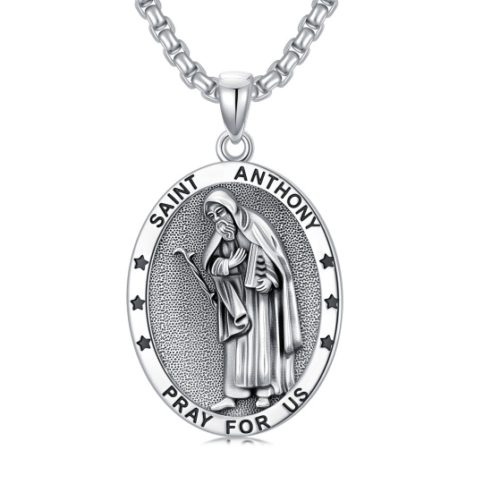 Sterling Silver St. Anthony Pendant Necklace for Men